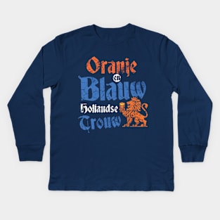 Oranje en Blauw Hollands Trouw! Koningsdag Kids Long Sleeve T-Shirt